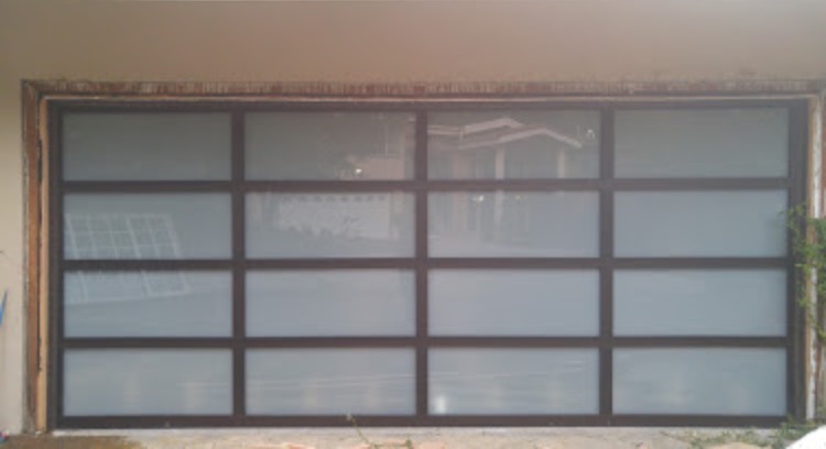 Black glass garage door