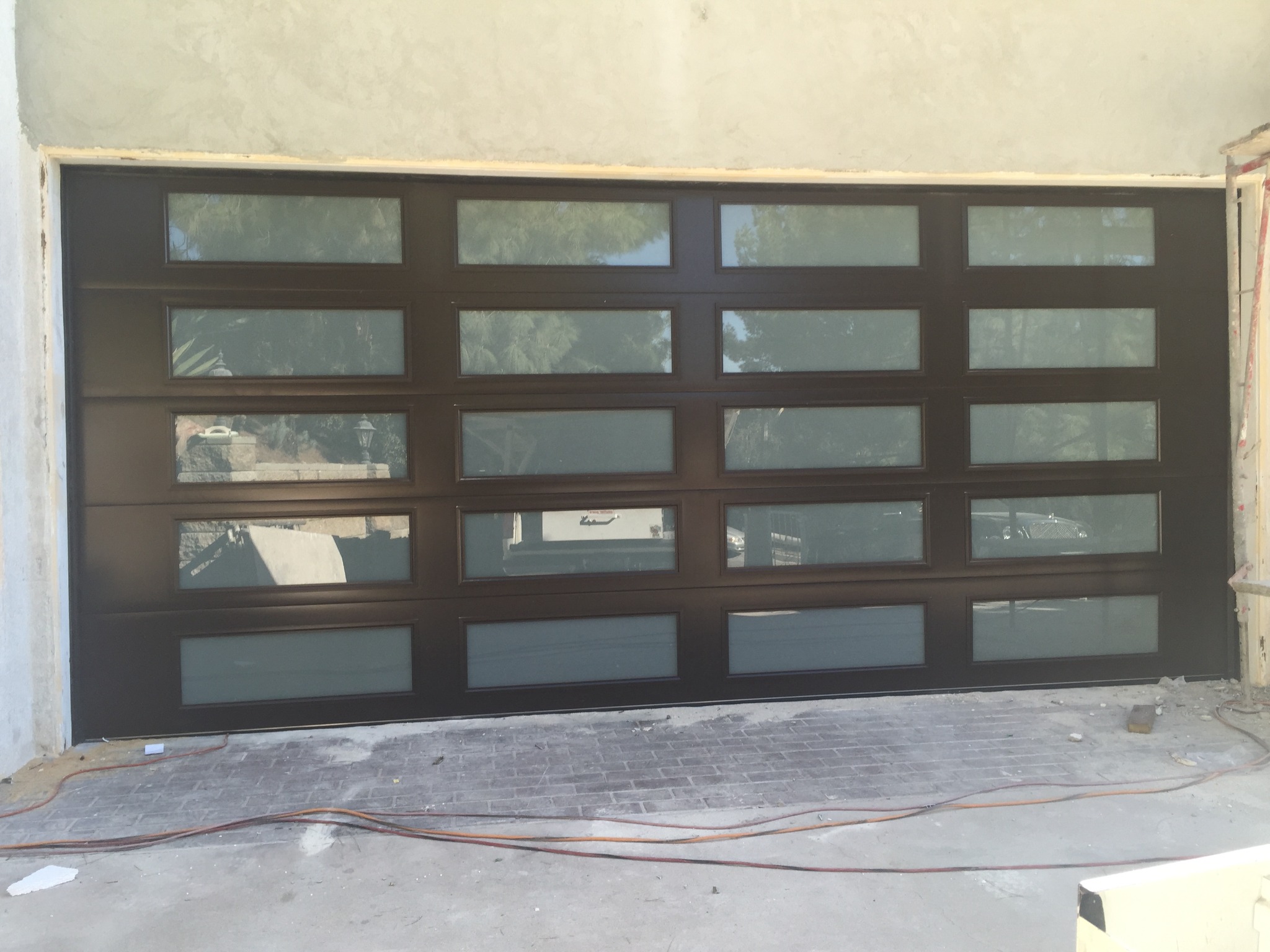 Brown full-view garage door