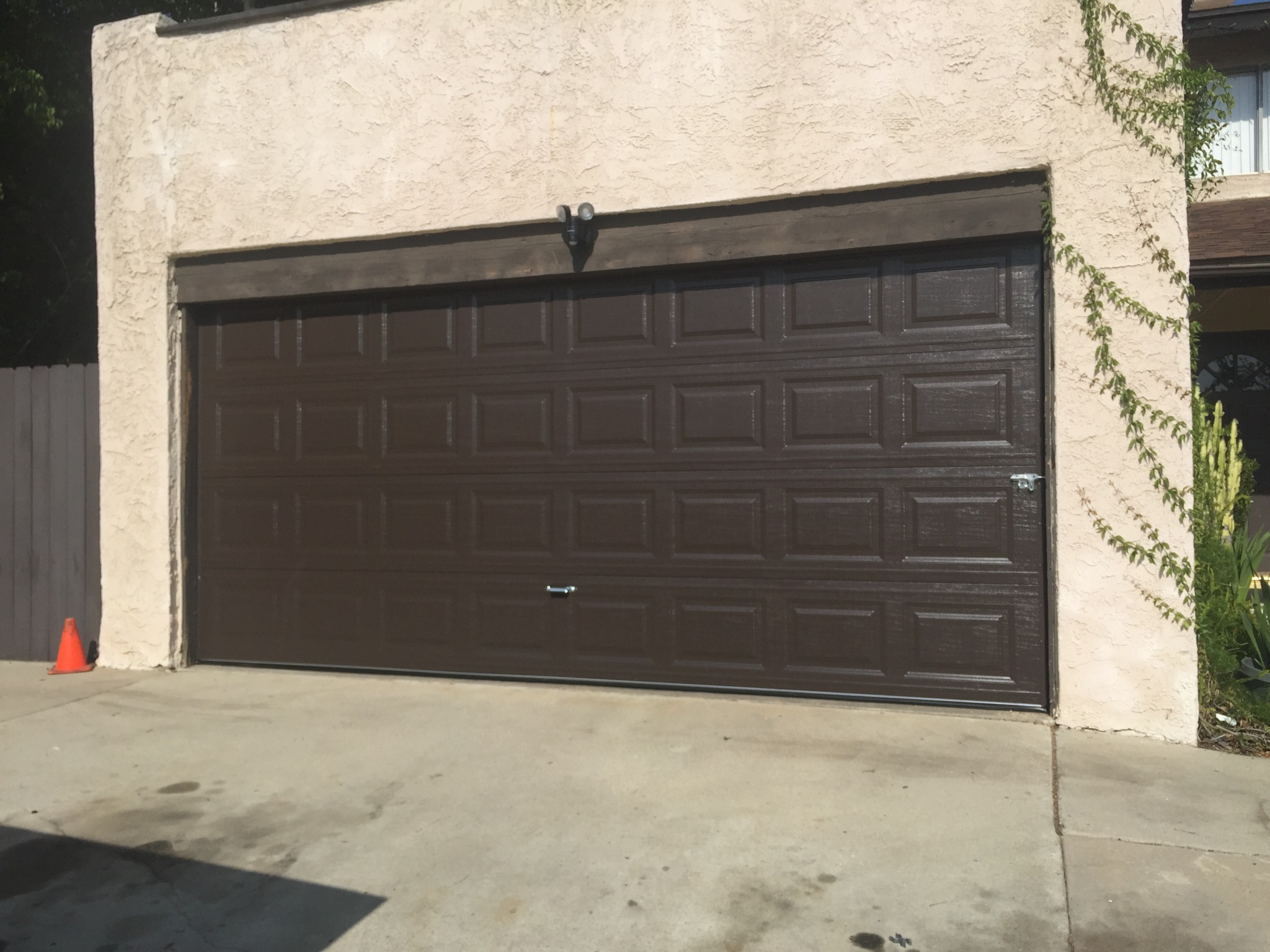 Brown raised-panel garage door