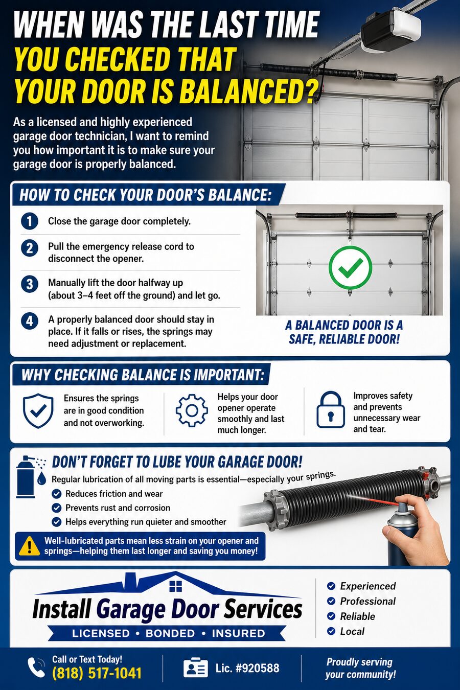 How to check if your garage door is balanced — a 4-step guide from Install Garage Door Services